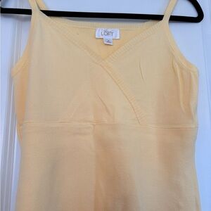 NEW Ann Taylor LOFT  Women Medium Knit Yellow V-Neck Spaghetti Strap Top